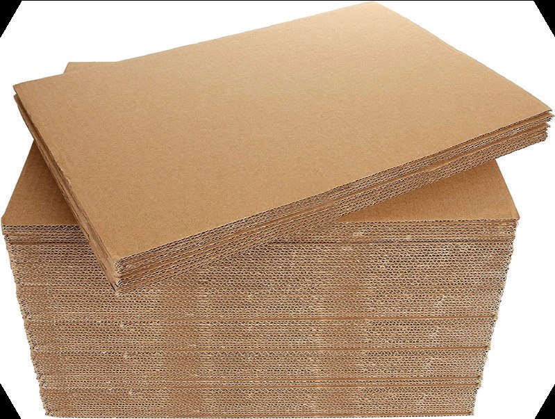 Stacked corrugated cardboard sheets from company brochure